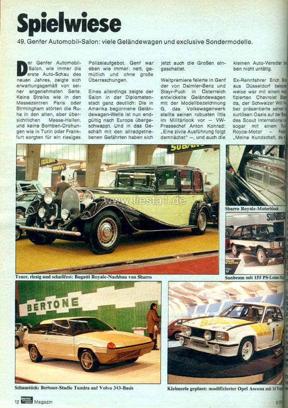 [Image: "Spielwiese. 49. Genfer Automobil-Salon: viele Gel&auml;ndewagen und exclusive Sondermodelle."]