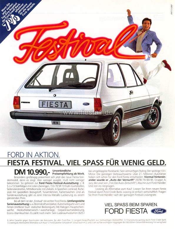 [Bild: "Ford in Aktion. Fiesta Festival. Viel Spa&szlig; f&uuml;r wenig Geld."]