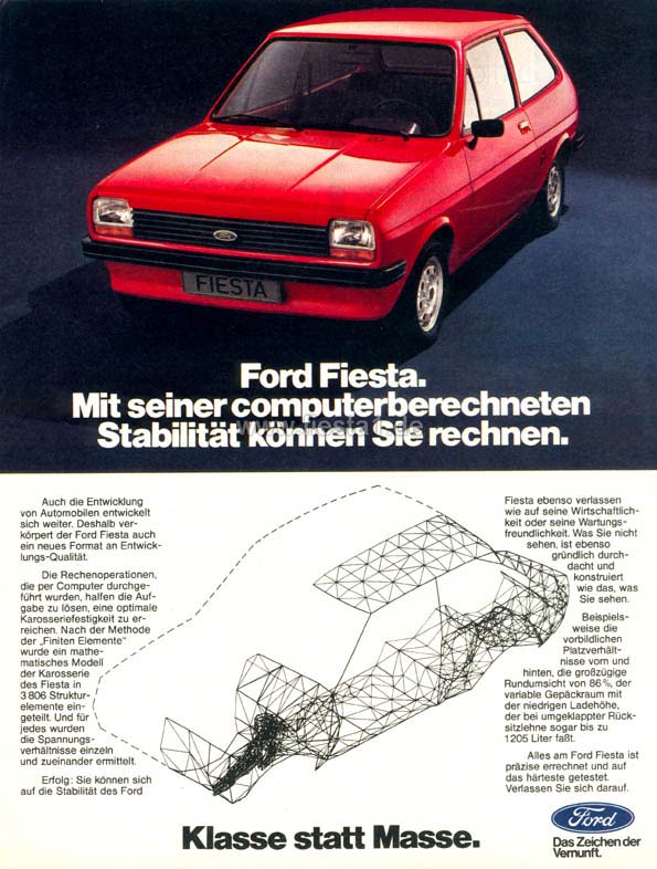 [Bild: "Ford Fiesta. Mit seiner computerberechneten Stabilit&auml;t k&ouml;nnen Sie rechnen."]