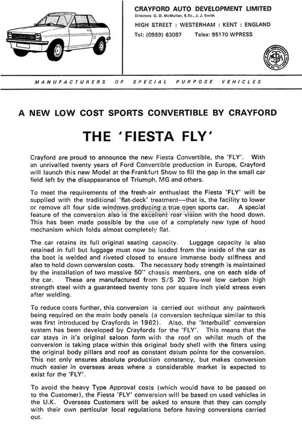 [Image: "A New Low Cost Sports Convertible By Crayford - The 'Fiesta Fly'."]